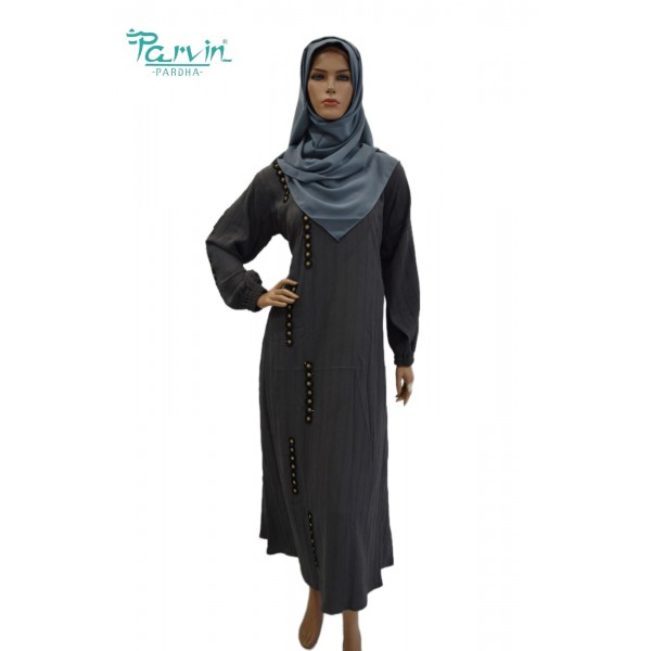 PARVIN ABAYA WITH ZOYA BUBBLE FABRIC AND ONE SIDE HAND WORKS